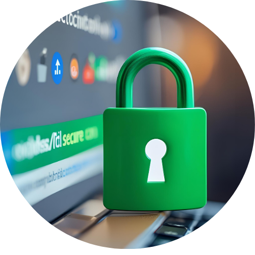 Un-cadenas-vert-et-ferme-a-cote-dune-barre-dadresse-de-site-web